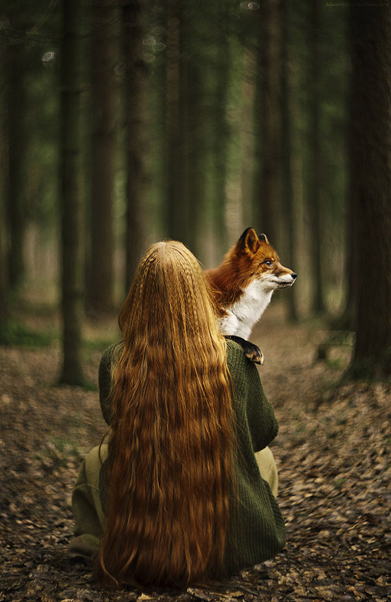 Фотографии рыжеволосой девушки и лисы от фотографа Александры Бочкаревой