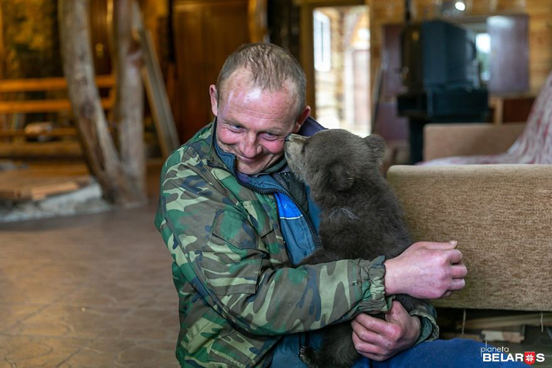 В Белоруссии маленький медвежонок пришел к людям