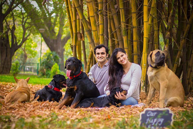 Саньяна Мадаппа и Адитья Рахейя и их собаки