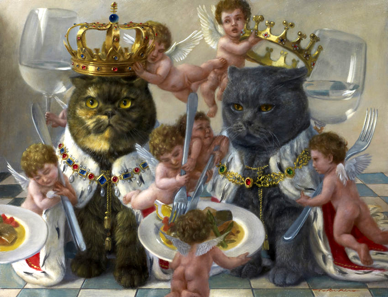 Царственные кошки художника Токухиро Каваи  