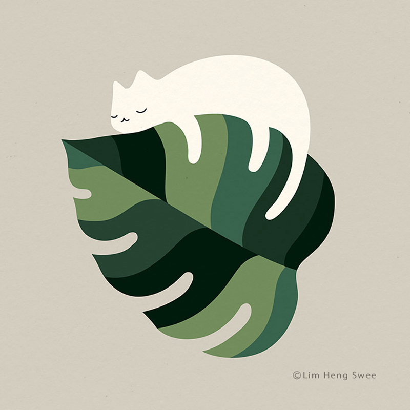 Фантазии на тему кошек и монстеры от художника  Лим Хен Су