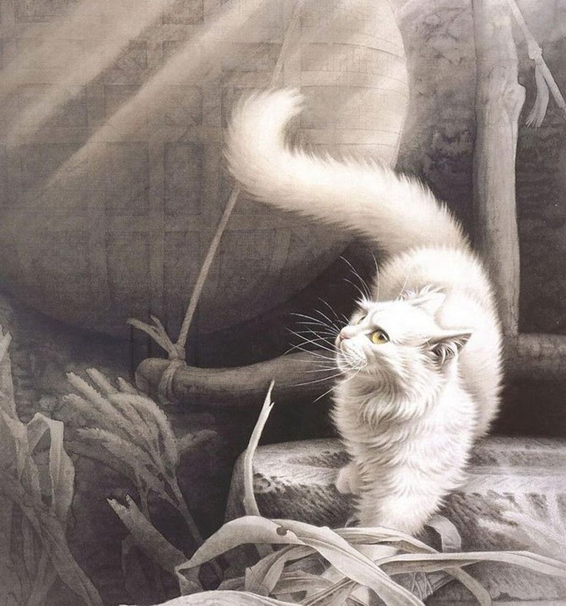 Рисунки кошек в стиле гохуа