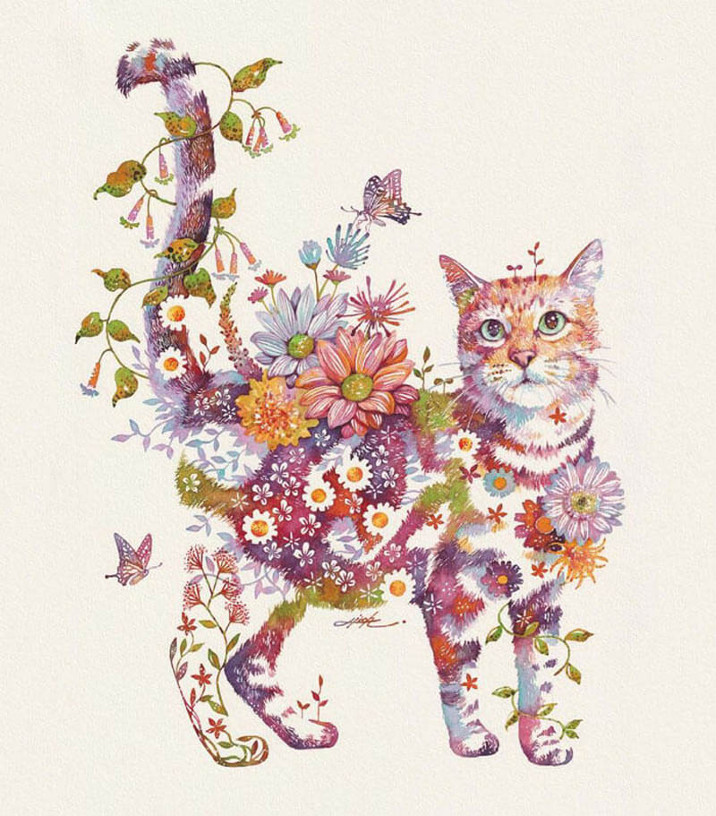 Флористические животные японского художника Хироки Такеда