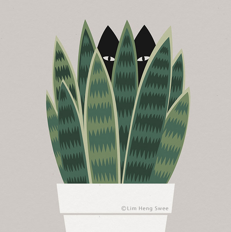 Кошки и растения художника-иллюстратора Лим Хен Су