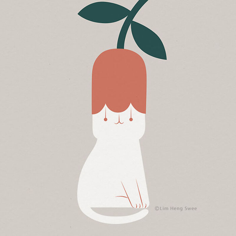 Кошки и растения художника-иллюстратора Лим Хен Су
