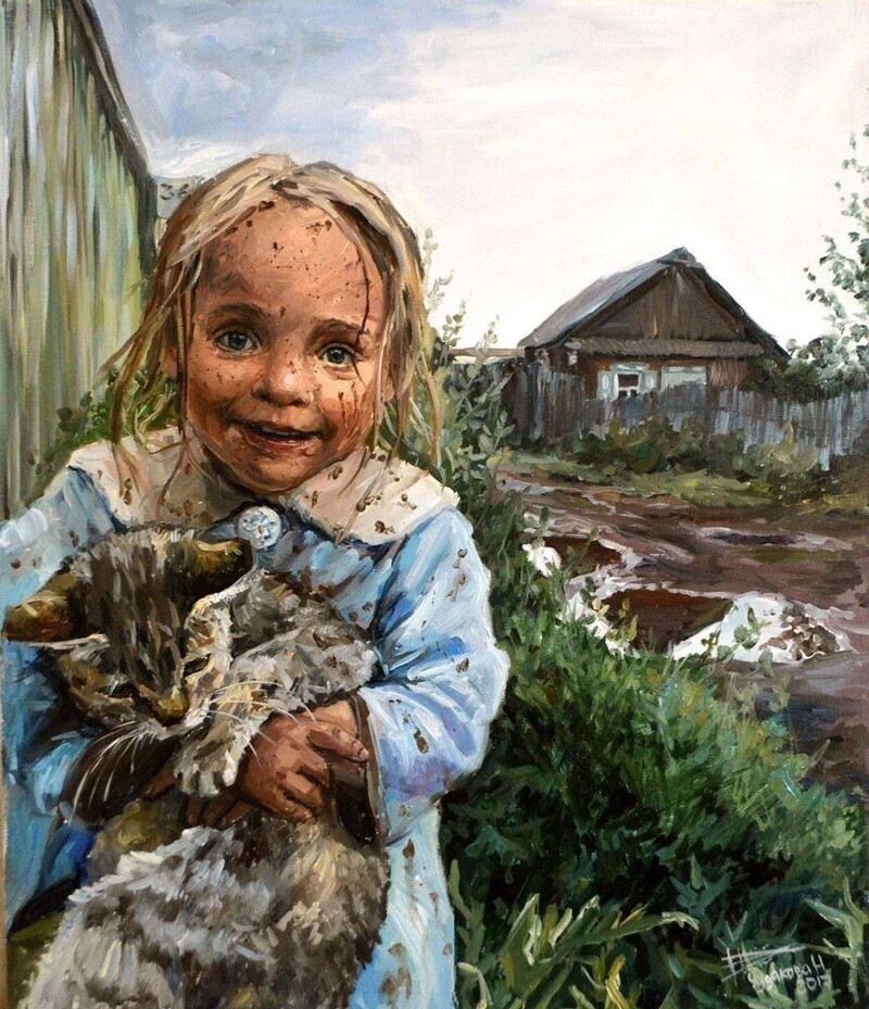 Сельские кошки художницы Настасьи Чудаковой