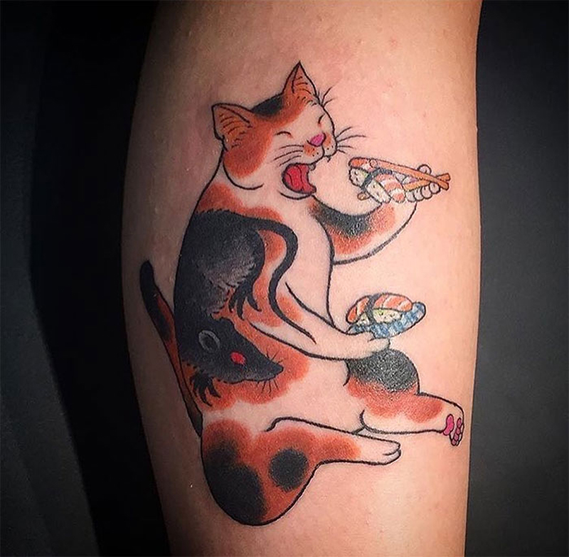 Кошки и татуировки японского художника Кадзуаки Хоритомо