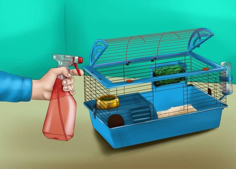 Уборка клетки для кролика