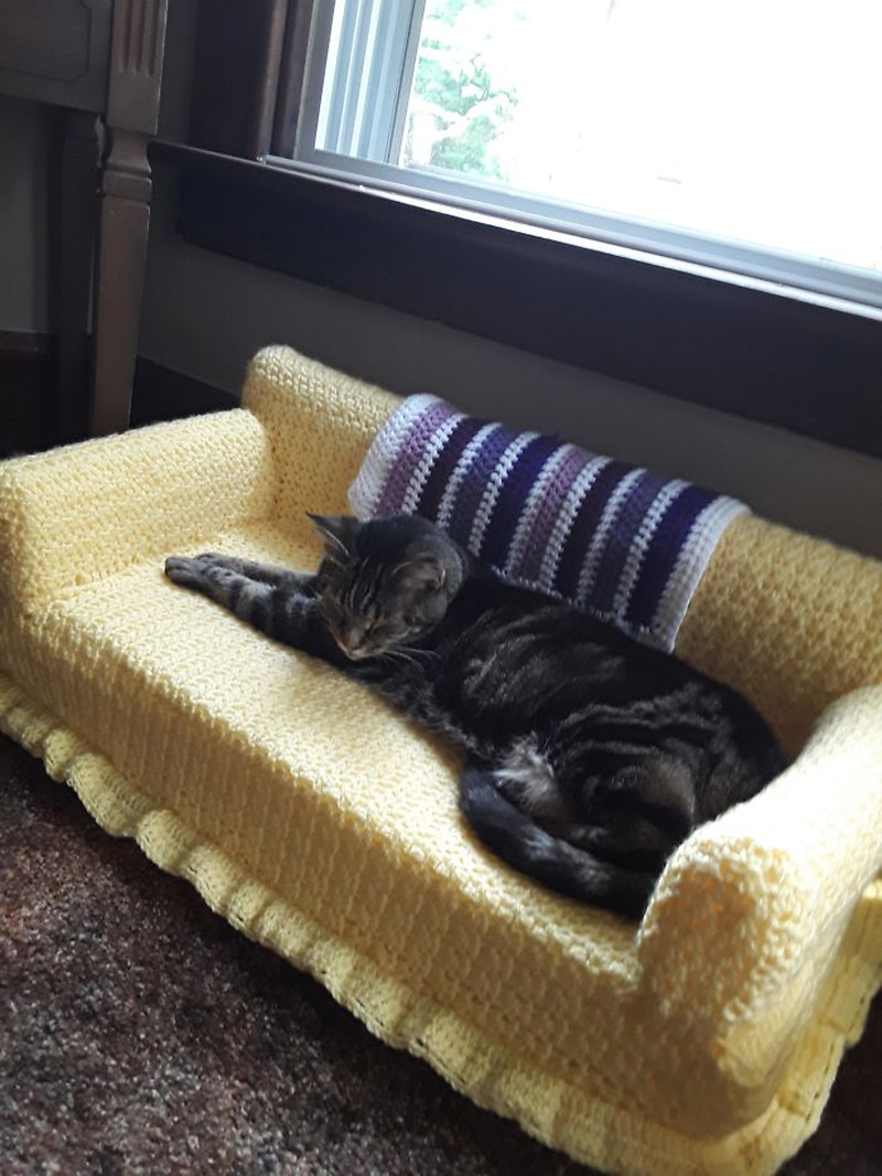 Вязаные диванчики для кошек